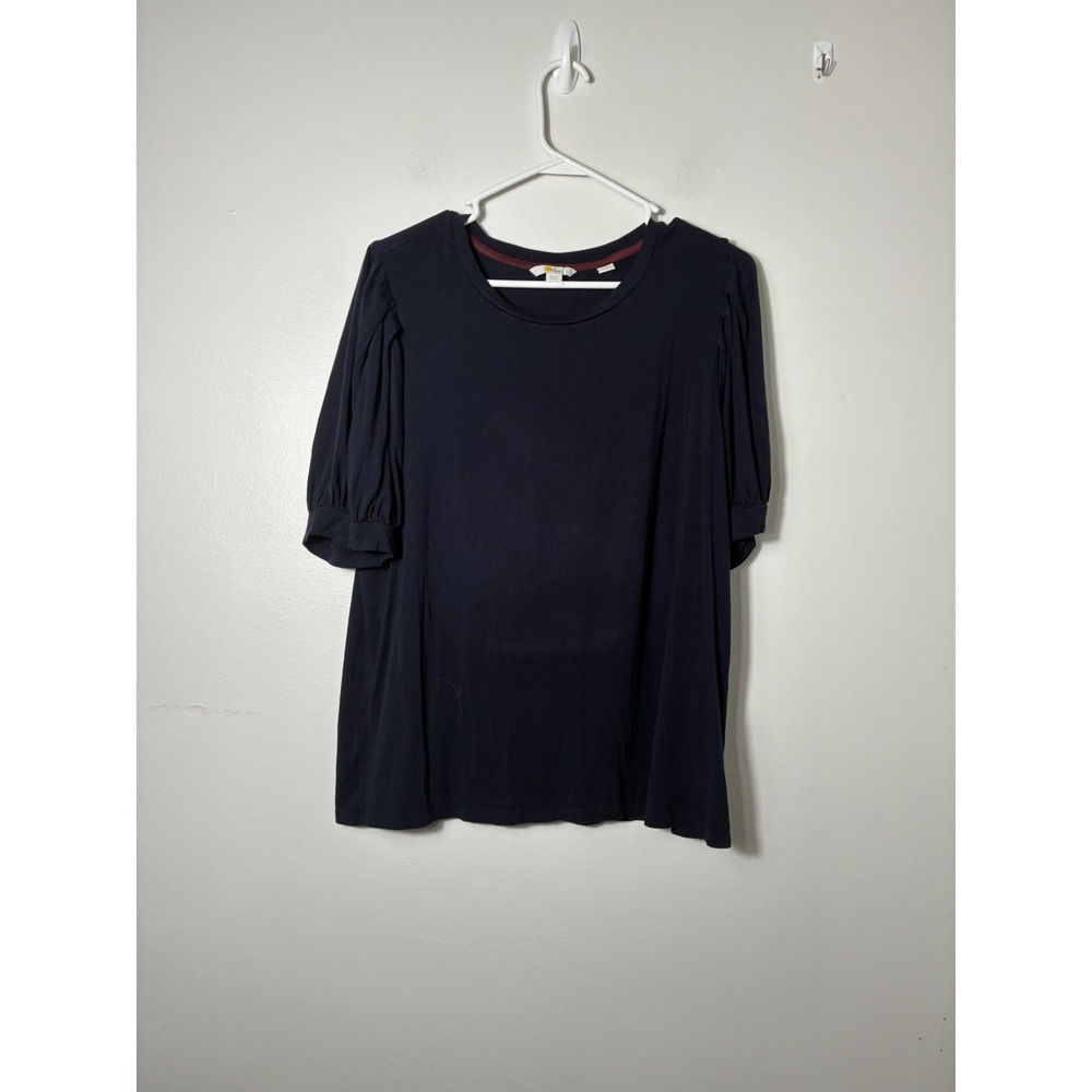 Boden Puff 1/2 Sleeve Top Women's 16/18 Navy Blue Minimalist Viscose